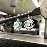 Blue Chalcedony Flower Earrings - Gemstone Dangle Earring