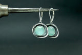Modern Blue Chalcedony Earrings - Organic Shaped Round Chalcedony Dangle Earrings