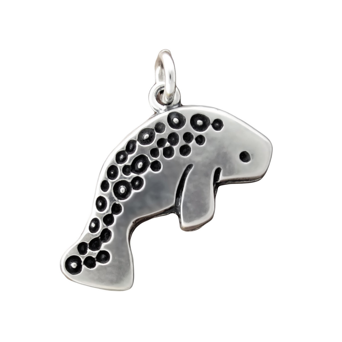 Sterling Silver Manatee Charm Necklace on an Adjustable Chain