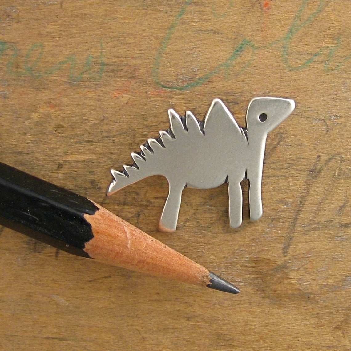 Sterling Silver Dinosaur Charm Necklace on Adjustable Chain