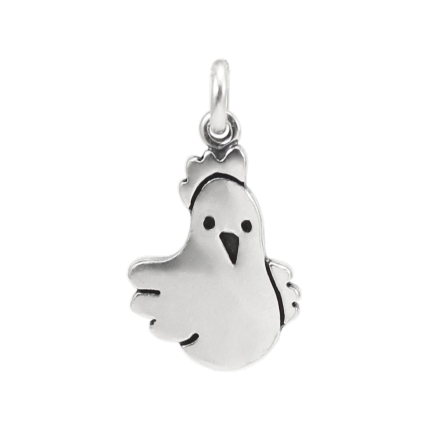 Sterling Silver Chicken Charm Necklace on Adjustable Chain