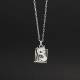 Sterling Silver Coffee Cat Charm Necklace - Funny Cat Jewelry