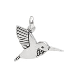 Sterling Silver Hummingbird Charm Necklace on Adjustable Sterling Chain - Tiny Hummingbird Charm