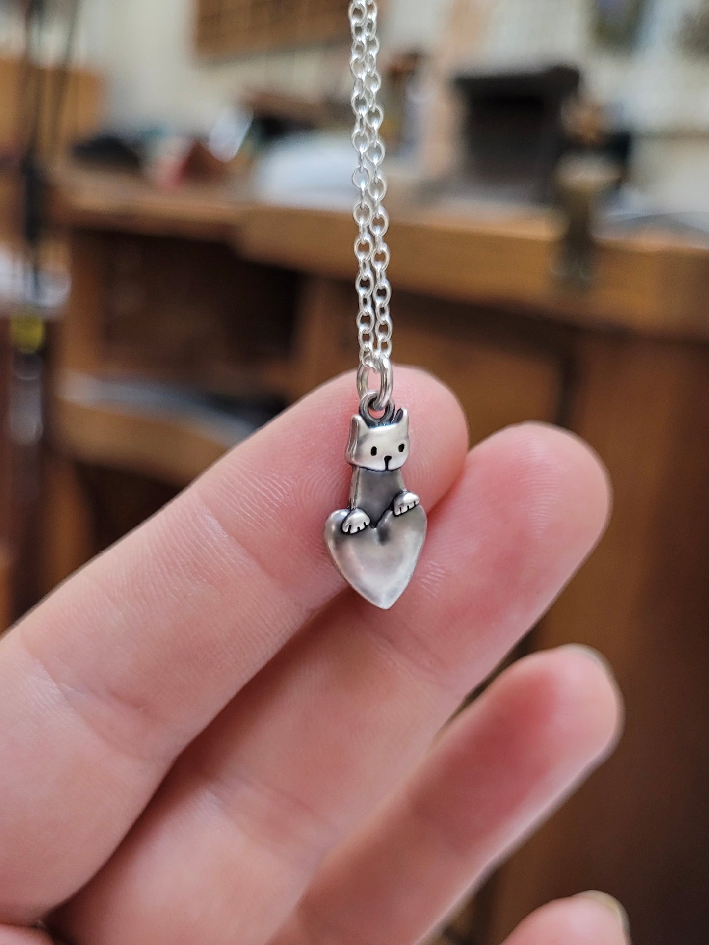 Tiny Peeking Kitten Charm Necklace - Small, Detailed and Adorable!