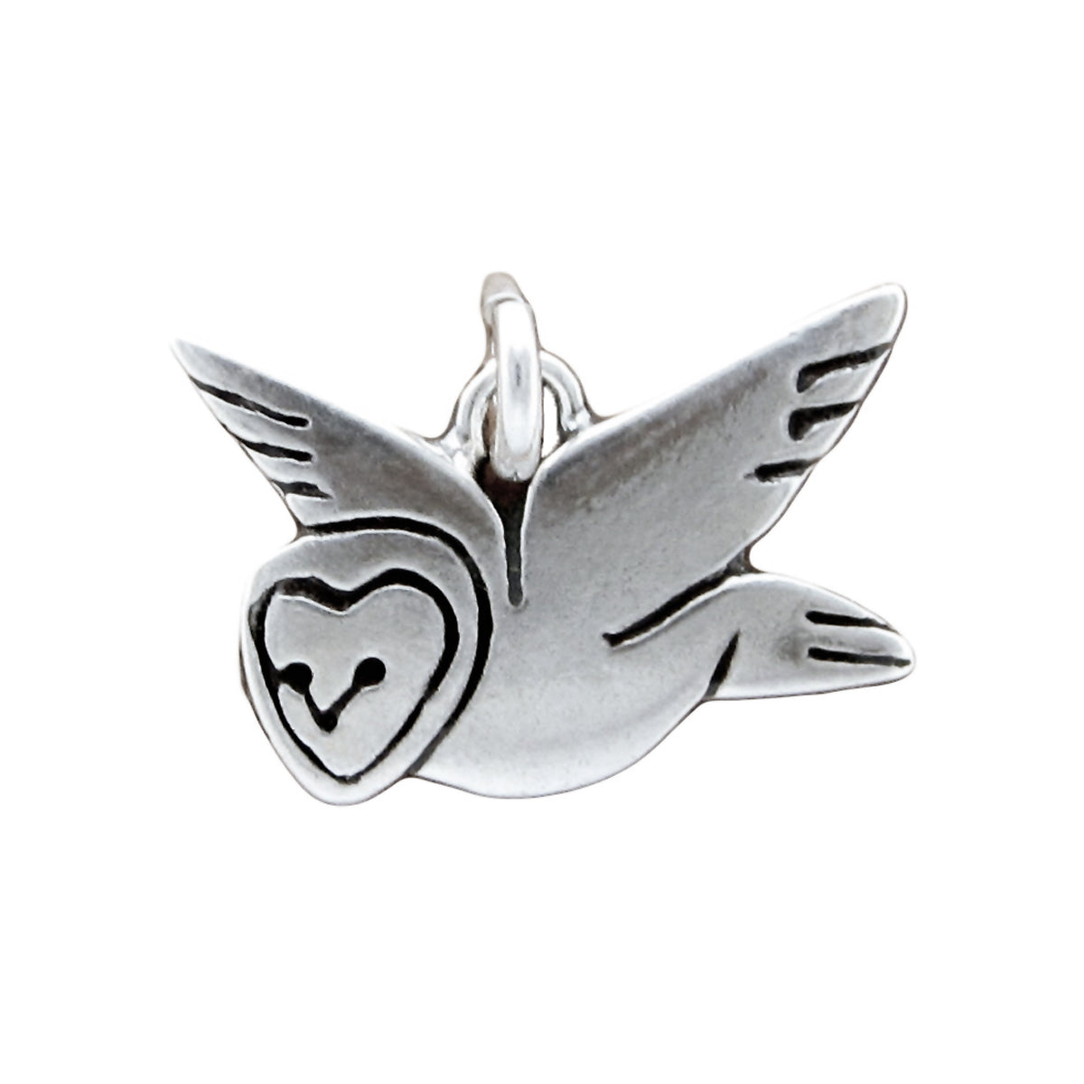 Sterling Silver Barn Owl Charm Necklace on an Adjustable Chain