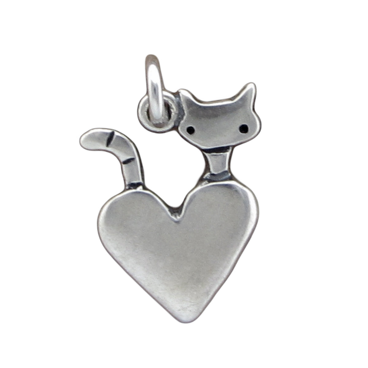 Sterling Silver Pocket Cat Charm Necklace on Adjustable Sterling Chain - Peeking Cat Charm