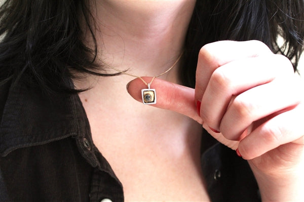 Rustic Moonstone Necklace - 24k Gold and Sterling Silver Gemstone Pendant