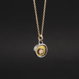 Tiny Round Brilliant White Topaz, 24K Gold and Sterling Silver Necklace