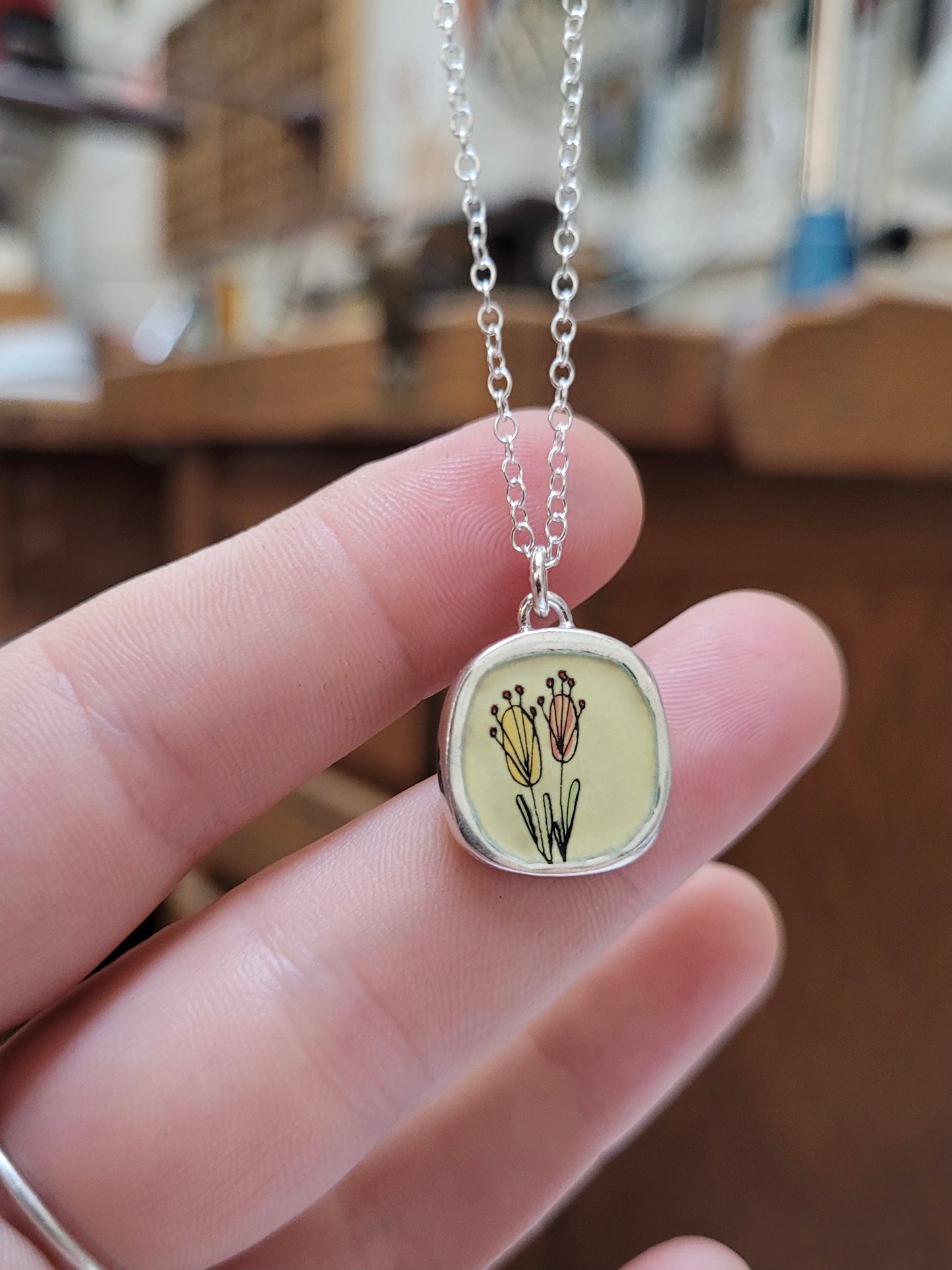 Sterling Silver "wildflowers don't care where they grow" Pendant on Adjustable Chain