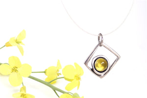 Yellow Onyx Necklace - Sterling Silver and Onyx Pendant