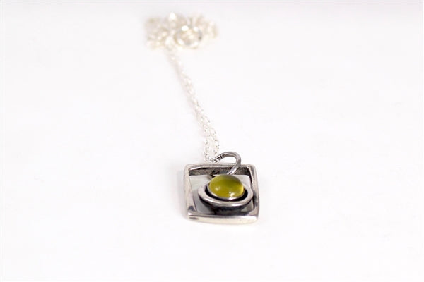 Yellow Onyx Necklace - Sterling Silver and Onyx Pendant