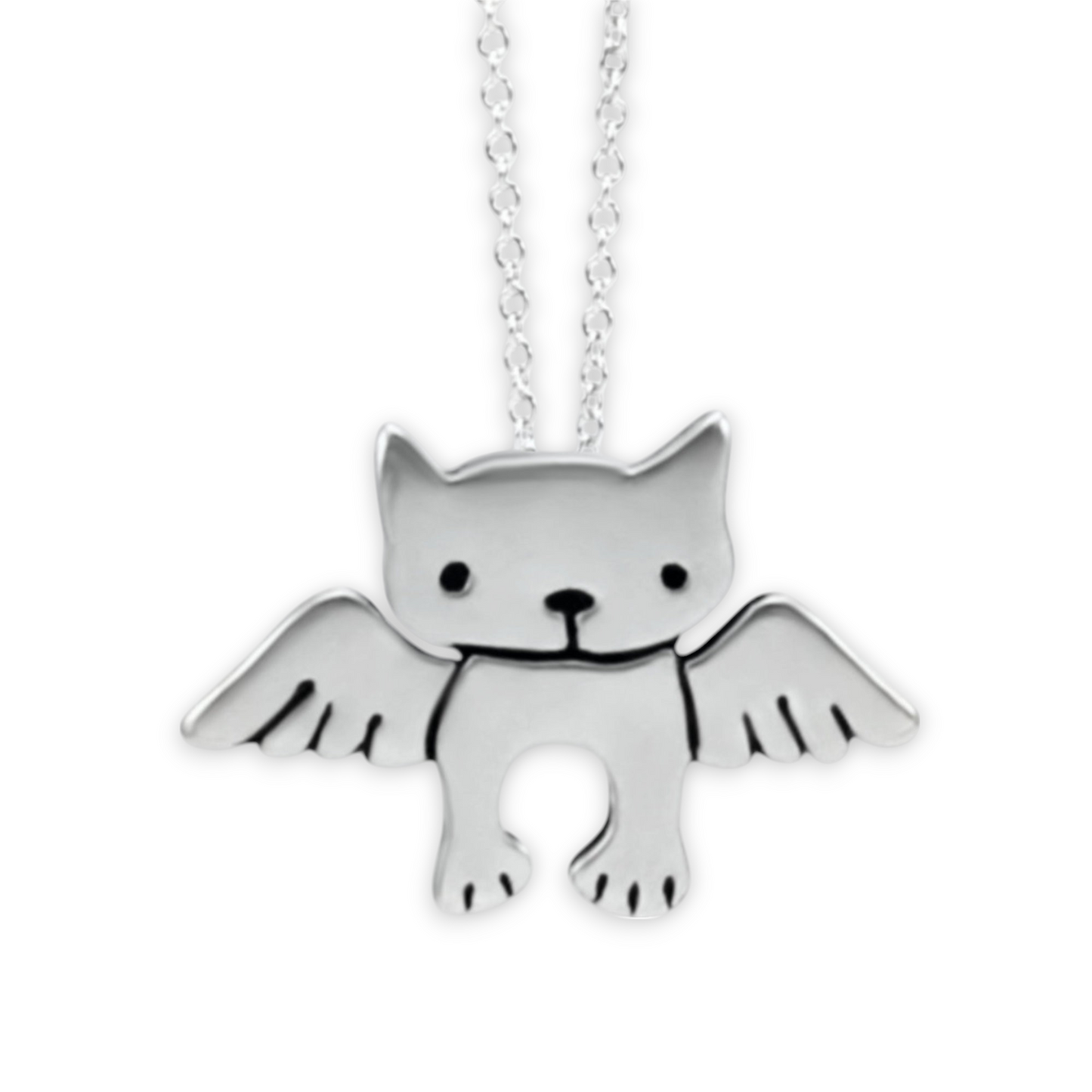 Sterling Silver Mother Daughter Angel Kitty Necklaces