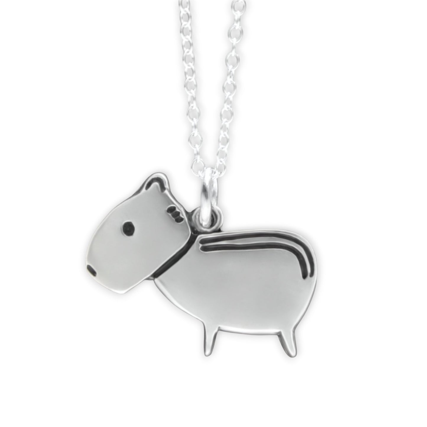 Sterling Silver Capybara Charm Necklace on Adjustable Chain