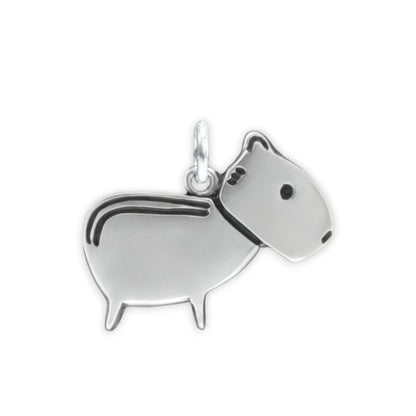 Sterling Silver Capybara Charm Necklace on Adjustable Chain