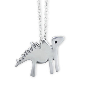 Sterling Silver Dinosaur Charm Necklace on Adjustable Sterling Chain