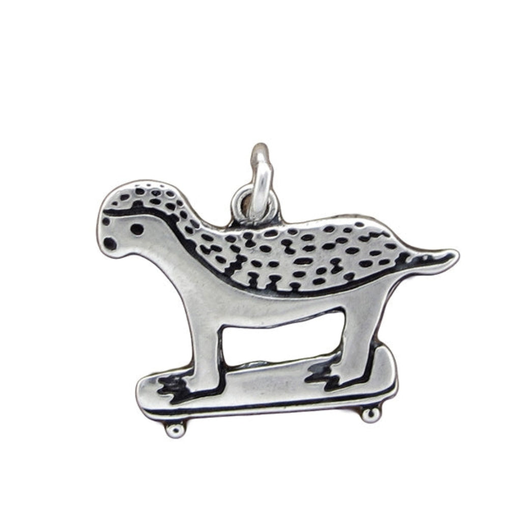Sterling Silver Skateboarding Badger Charm Necklace on an Adjustable Chain