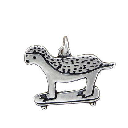 Sterling Silver Skateboarding Badger Charm Necklace on an Adjustable Chain