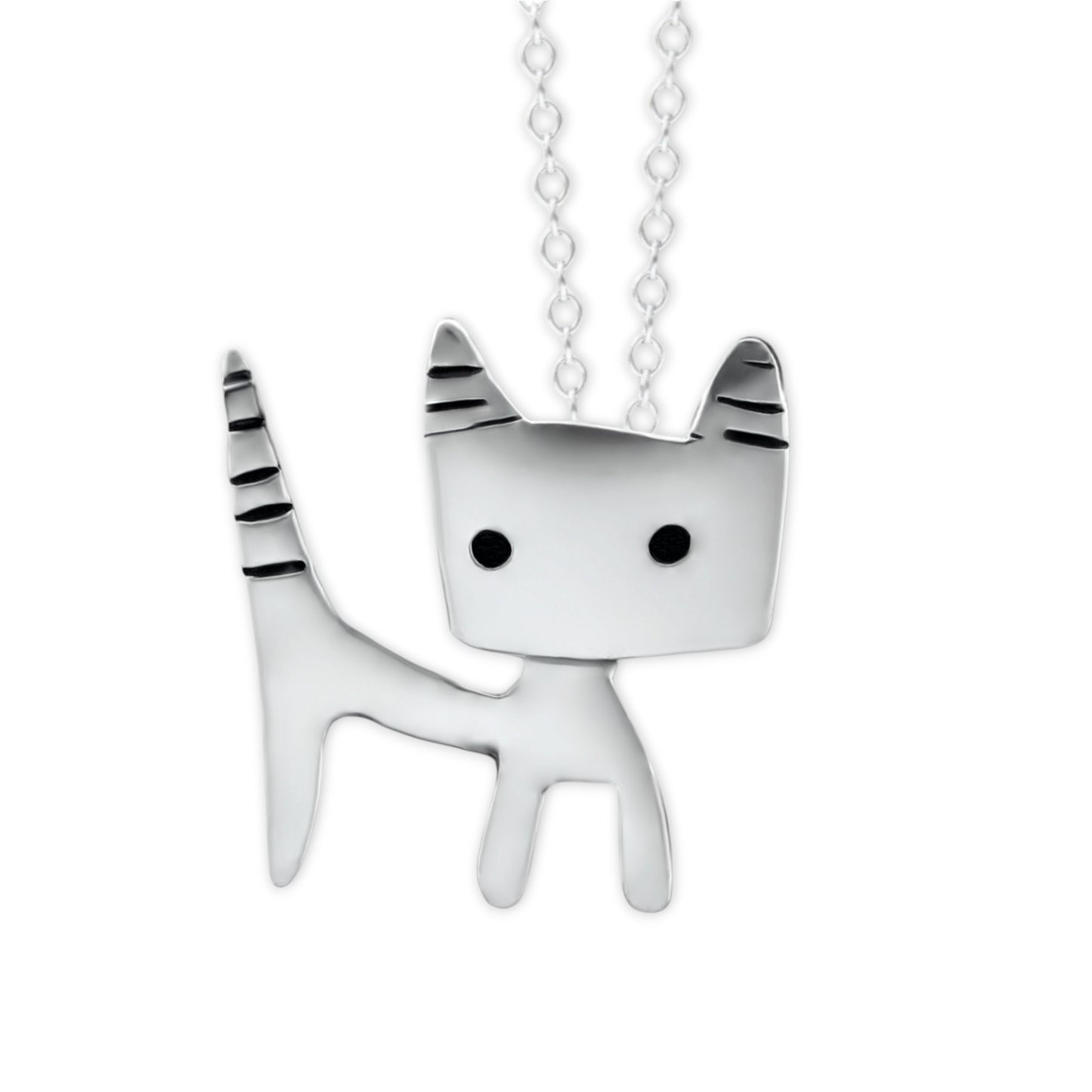 Sterling Silver Tom Cat Charm Necklace on an Adjustable Chain