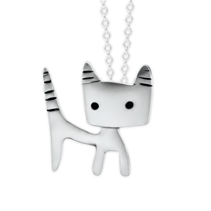 Sterling Silver Tom Cat Charm Necklace on an Adjustable Chain
