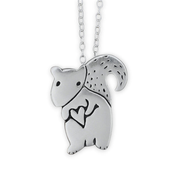 Sterling Silver Squirrel Charm Necklace on an Adjustable Sterling Chain