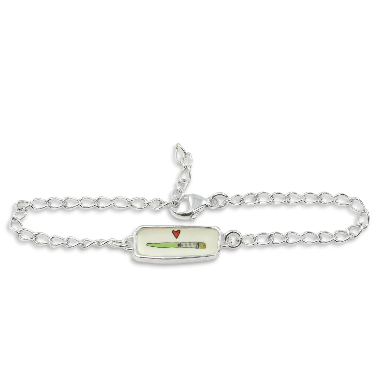 Reversible Paint and Paintbrush Sterling Silver and Enamel Bracelet