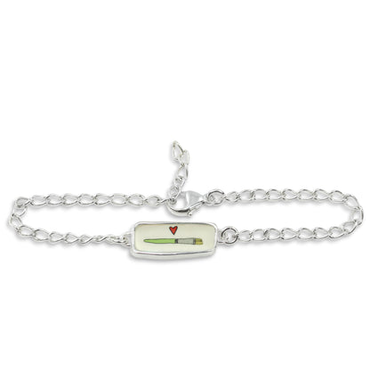 Reversible Paint and Paintbrush Sterling Silver and Enamel Bracelet