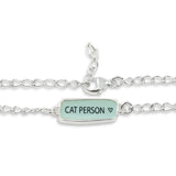 Sterling Silver Reversible "Cat Person" and "Talks to Cats" Bracelet- Adjustable Stackable Cat Bracelet