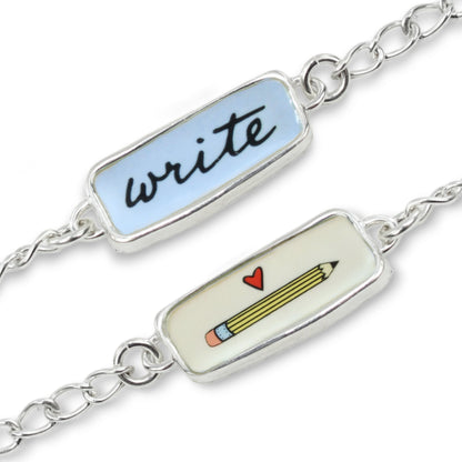 Reversible Write and Pencil Sterling Silver and Enamel Bracelet