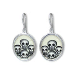 Sterling Silver Skull Earrings made with Vitreous Enamel - Skull Jewelry