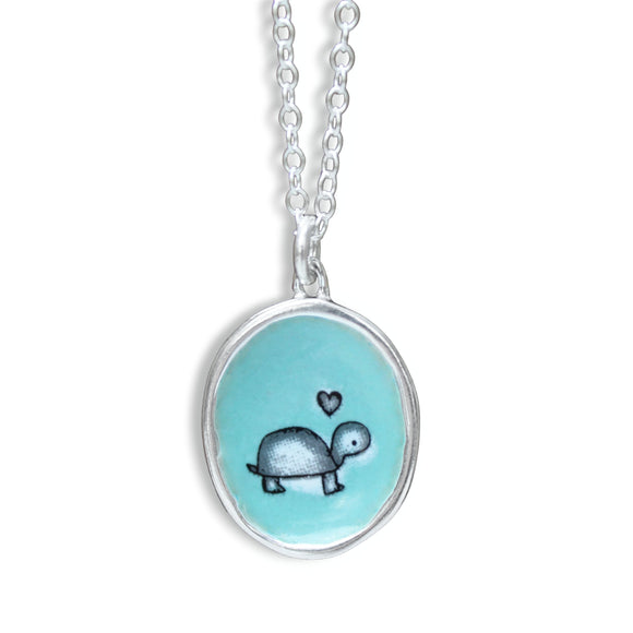 Sterling Silver and Enamel Turtle Necklace