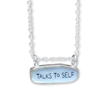 Talks To Self Necklace - Reversible Sterling Silver and Enamel Gift on Adjustable Chain - Daydreamer Jewelry