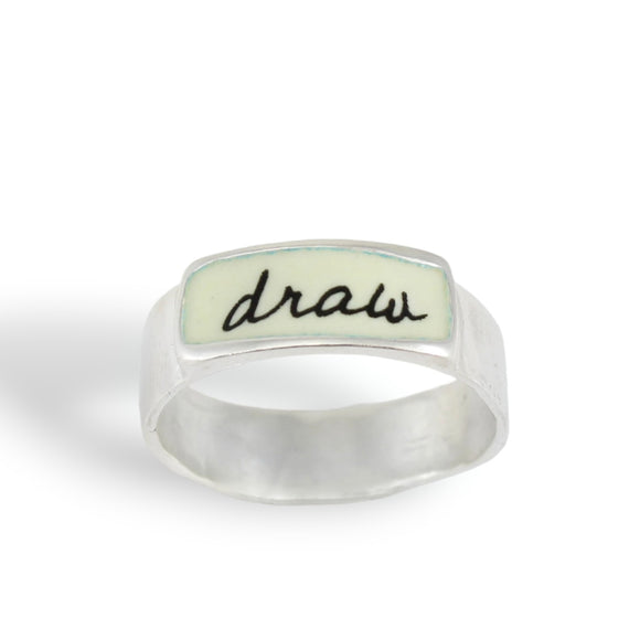 Sterling Silver and Enamel Draw Band Ring for Artist and Makers