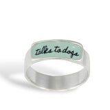 Sterling Silver and Enamel Talks to Dogs Band Ring - Dog Jewelry