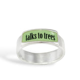 Sterling Silver and Enamel Talks to Trees Band Ring