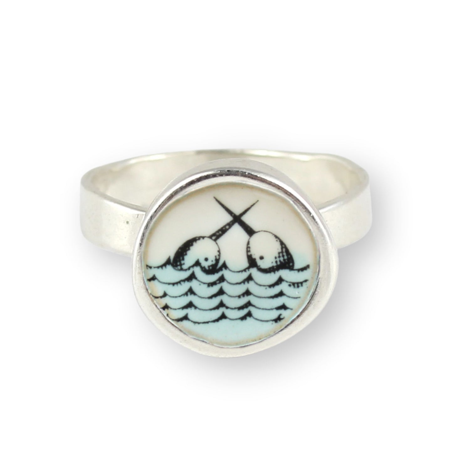 Sterling Silver and Enamel Narwhal Ring