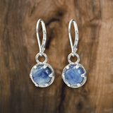 Kyanite Earrings - Prong Set Sterling Silver Blue Gemstone Dangle Earrings - Lever Backs