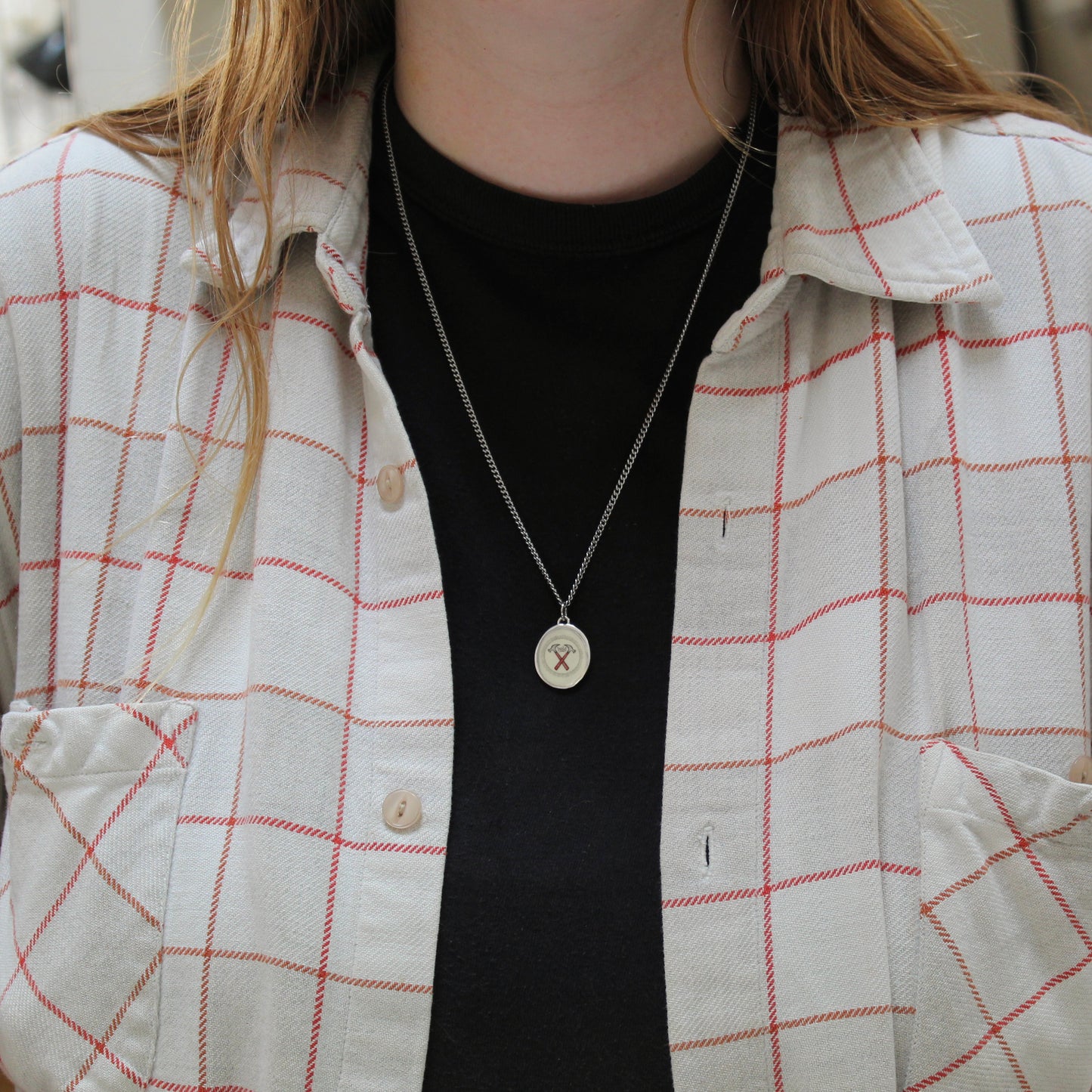 Build Necklace - Sterling Silver and Enamel Hammer and Nails Pendant