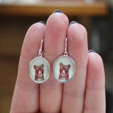 Bear Earrings - Sterling Silver and Vitreous Enamel Bear Dangle Earrings