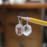 Bear Earrings - Sterling Silver and Vitreous Enamel Bear Dangle Earrings