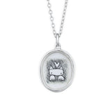 White Cat Drawing Necklace - Sterling Silver and Enamel Black and White Kitty Pendant on Adjustable Sterling Silver Chain