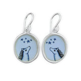 Stargazing Horse Earrings - Sterling Silver and Vitreous Enamel Horse Dangle Earrings