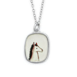 Horse Necklace - Horse Pendant on Adjustable Chain made with Sterling Silver and Vitreous Enamel