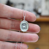 White Cat Drawing Necklace - Sterling Silver and Enamel Black and White Kitty Pendant on Adjustable Sterling Silver Chain