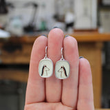 Horse Earrings - Sterling Silver and Vitreous Enamel Horse Dangle Earrings