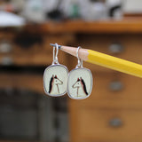 Horse Earrings - Sterling Silver and Vitreous Enamel Horse Dangle Earrings