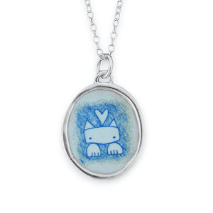 Sterling Silver Cat Pendant - Cat Jewelry - Adorable Sketchy Cat Necklace