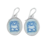 Cat Earrings - Vitreous Enamel and Sterling Silver Dangle Earrings - Sketchy Love Cat