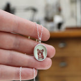 Bear Necklace - Bear Pendant on Adjustable Chain made with Sterling Silver and Vitreous Enamel