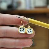 Tiny Gold Panda Earrings - Gold Dipped Sterling Silver Panda Earrings on Gold Filled Lever Back Ear Wires - Panda Jewelry