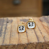 Tiny Gold Panda Earrings - Gold Dipped Sterling Silver Panda Earrings on Gold Filled Lever Back Ear Wires - Panda Jewelry